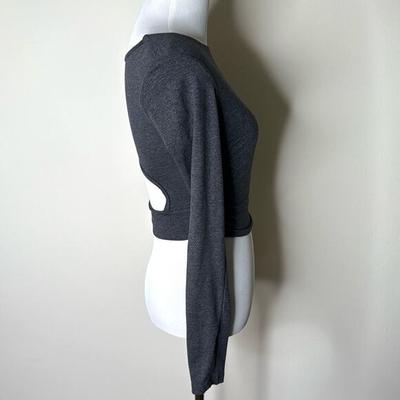 Varley Black Marl Always Warm Sloane Cropped Tee - Picture 5 of 8